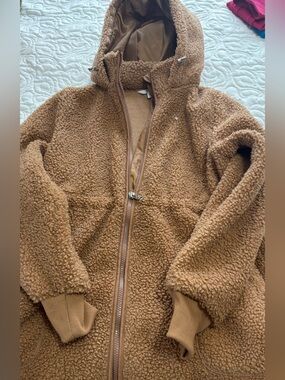 Time and Tru Tan Teddy Jacket with Hood